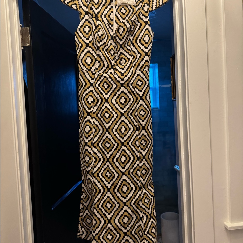 Anthropologie Maeve Cecily Fit & Flare Geometric cap Sleeve Dress